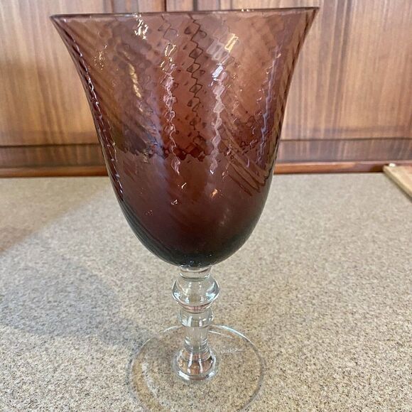 Mikasa Wine Water Goblets Amethyst Purple Swirl Glass Set of 3 - Picture 4 of 8